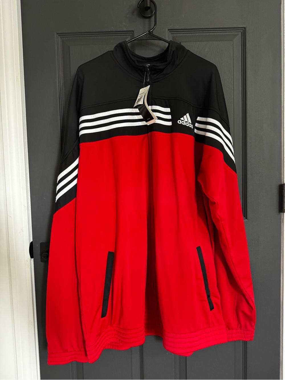 Adidas Raise Up Full Zip Track Jacket NWT Men's 2XT Black Red